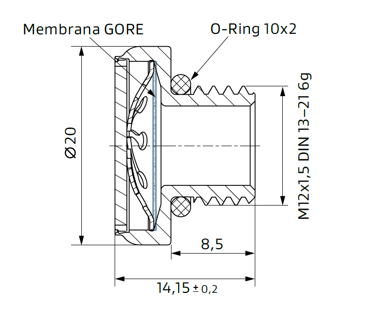 GORE PolyVent Stainless Steel - dimensions